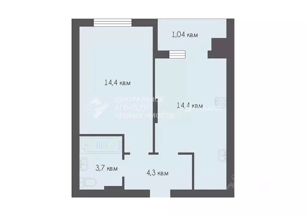 1-к кв. Рязанская область, Рязань Мартовский жилой комплекс (38.83 м) - Фото 2