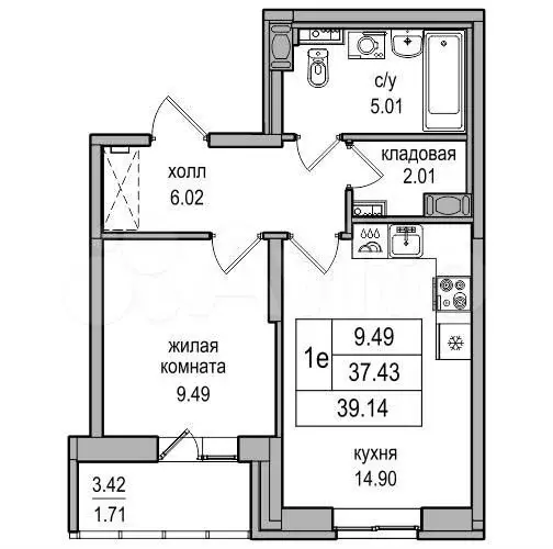 1-к. квартира, 40 м, 12/24 эт. - Фото 0