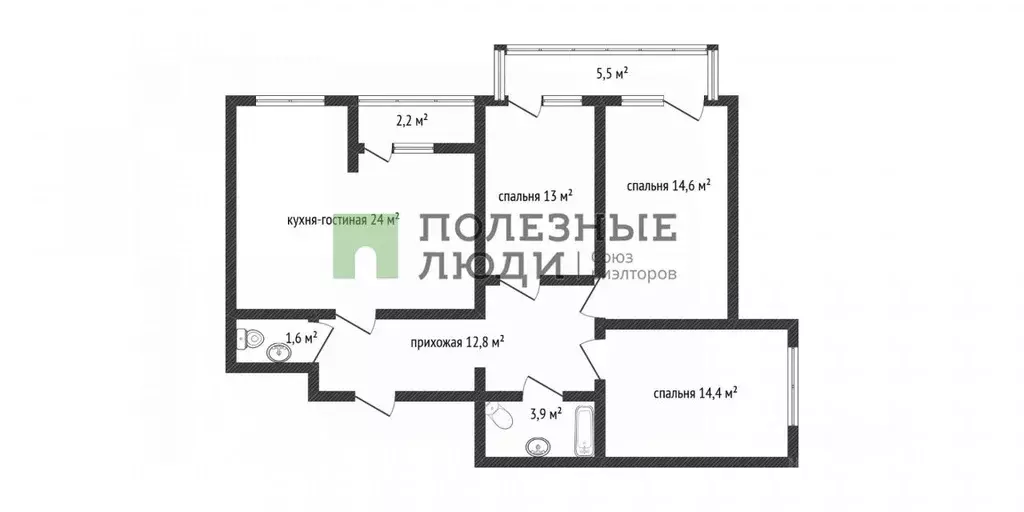 4-к кв. Краснодарский край, Краснодар ул. Евгении Жигуленко, 13 (85.0 ... - Фото 2