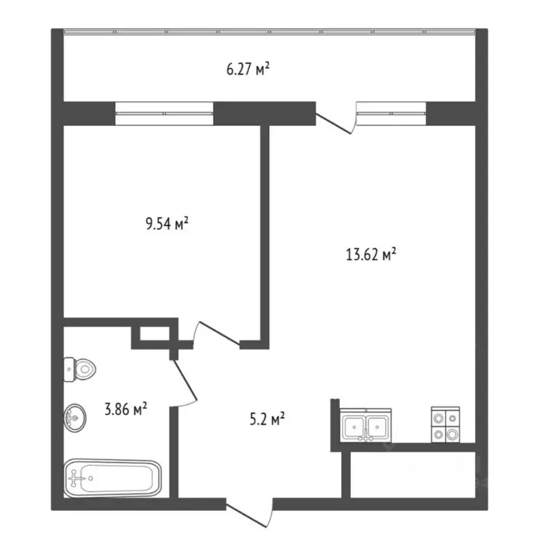 1-к кв. Тюменская область, Тюмень ул. Лесопарковая, 1к2 (32.0 м) - Фото 2