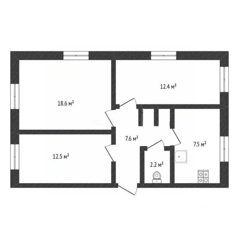 3-к кв. Нижегородская область, Нижний Новгород ул. Пушкина, 39 (61.0 ... - Фото 2