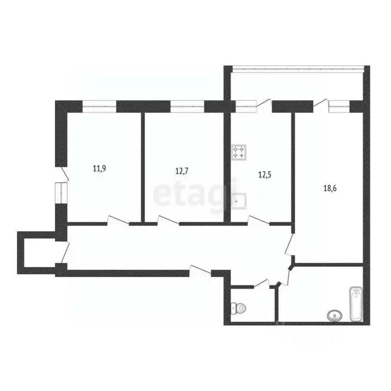 3-к кв. Белгородская область, Белгород ул. Щорса, 45д (79.5 м) - Фото 2
