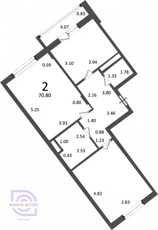 2-к кв. Москва, Москва, Троицк ул. Академика Дыхне, 16 (70.8 м) - Фото 2