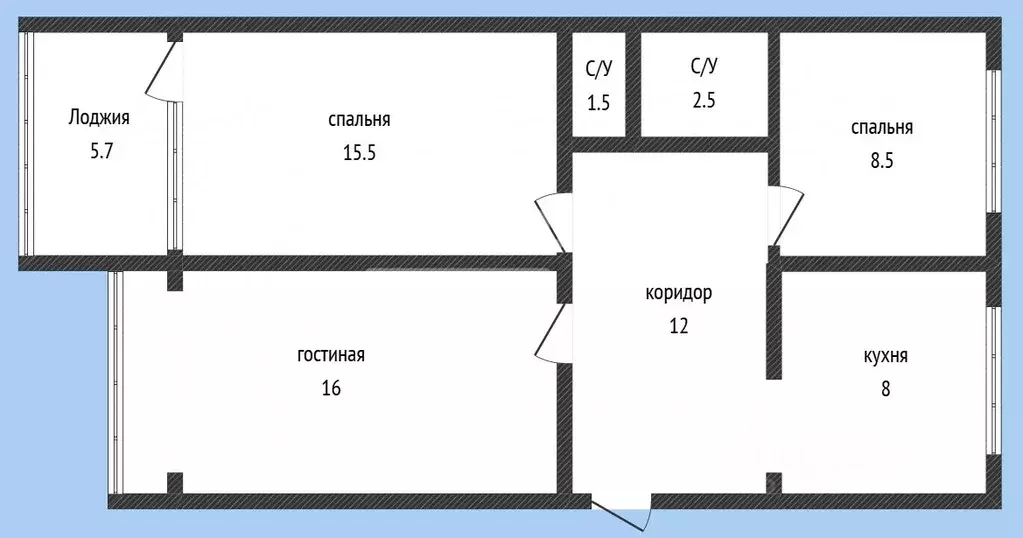 3-к кв. Дагестан, Махачкала ул. Зои Космодемьянской, 50 (72.0 м) - Фото 2