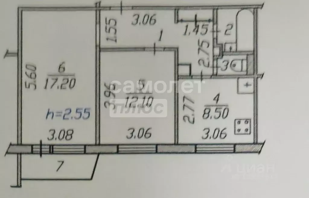 2-к кв. Чувашия, Чебоксары Гражданская ул., 86 (50.6 м) - Фото 1