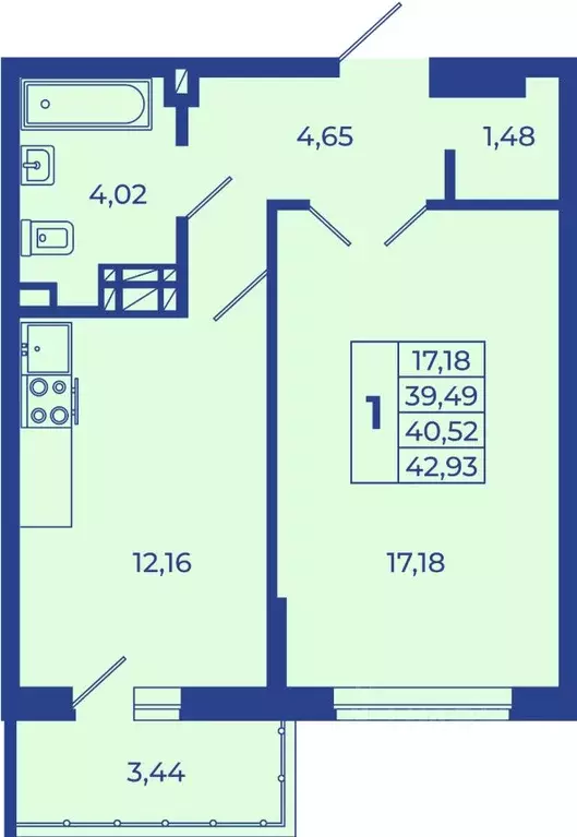 1-к кв. Ростовская область, Новочеркасск  (42.93 м) - Фото 0