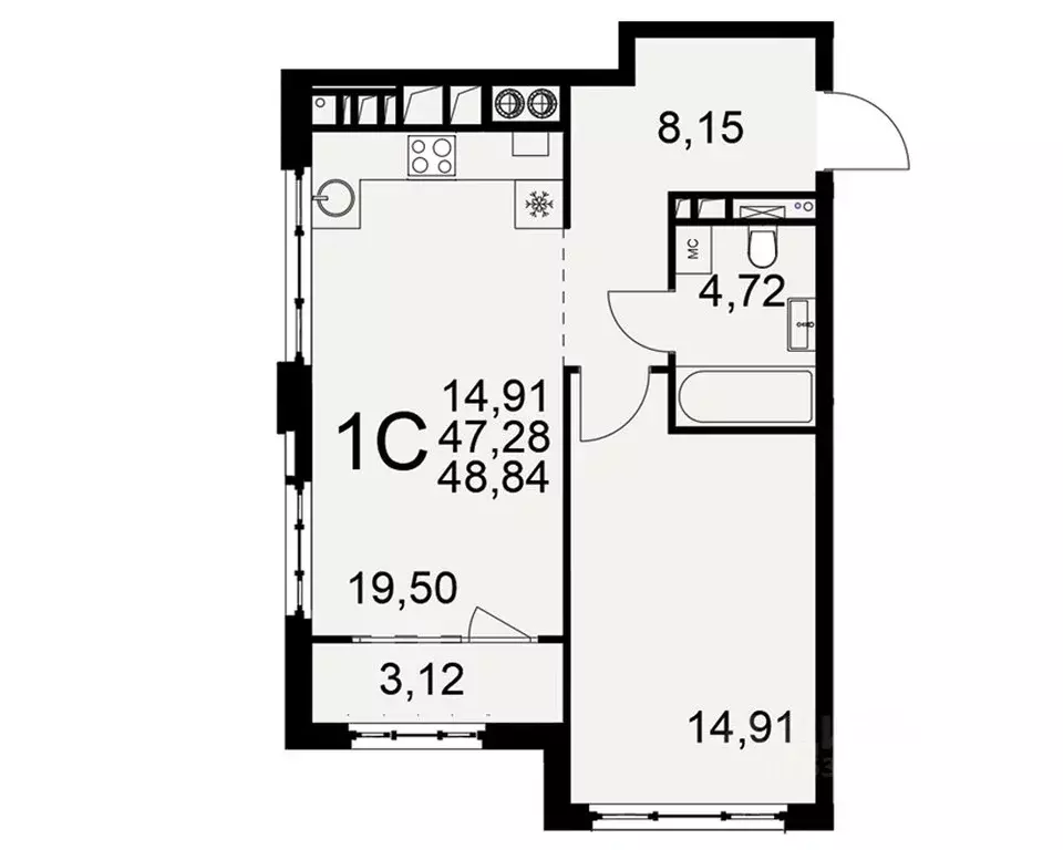 1-к кв. Рязанская область, Рязань проезд Окский, 9 (47.28 м) - Фото 1