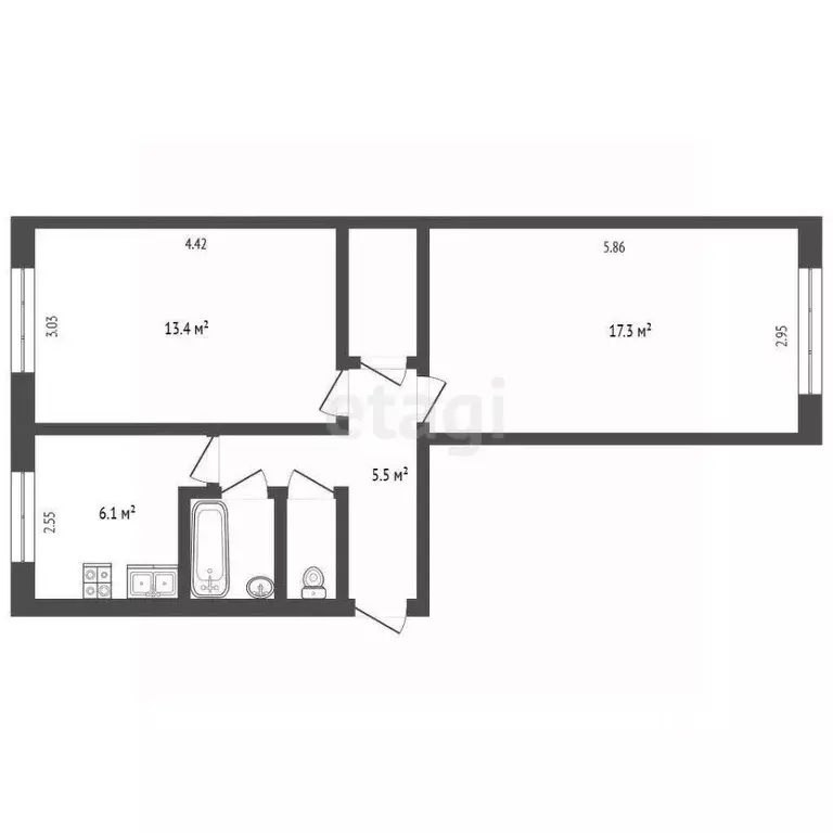 2-к кв. Вологодская область, Вологда Медуницинская ул., 19 (47.8 м) - Фото 1