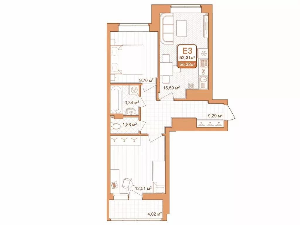 2-комнатная квартира: Тула, 2-й Клинской проезд, 8 (52.6 м) - Фото 0