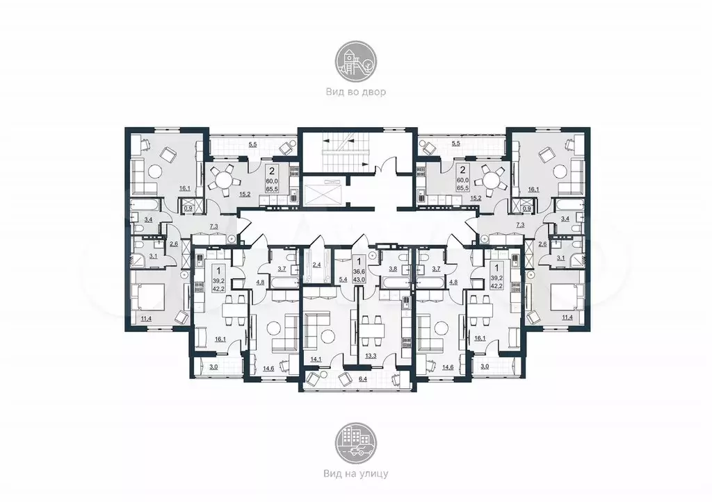 2-к. квартира, 60 м, 7/10 эт. - Фото 1