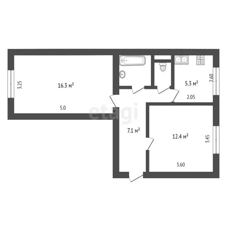 2-комнатная квартира: Омск, улица 3-й Разъезд, 36 (45.8 м) - Фото 0