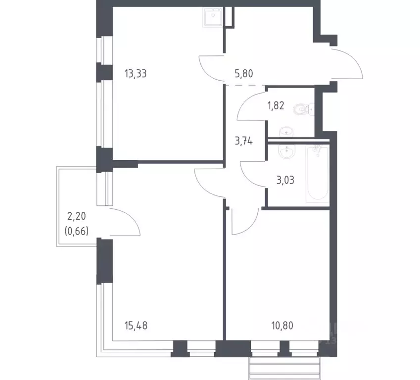 2-к кв. Московская область, Одинцовский городской округ, с. Лайково, ... - Фото 1