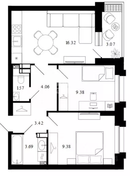 2-к кв. Липецкая область, Липецк Университетский мкр, Архитектор жилой ... - Фото 1