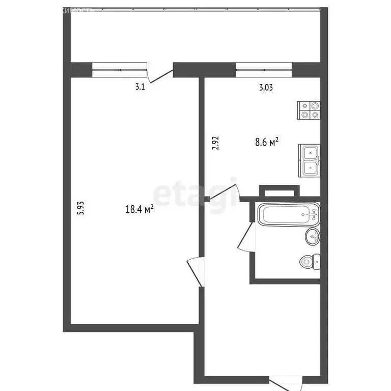 1-комнатная квартира: Томск, улица Сергея Лазо, 27 (39.5 м) - Фото 1