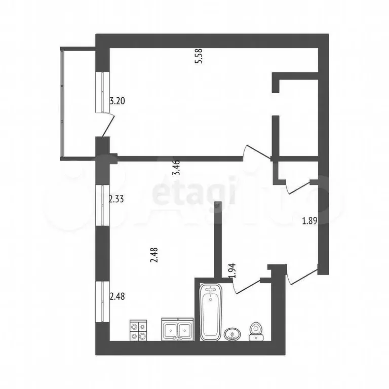 2-к. квартира, 41,2 м, 5/5 эт. - Фото 1