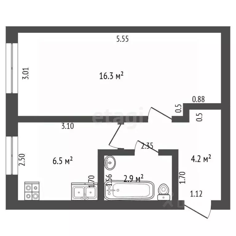 1-к кв. Башкортостан, Стерлитамак ул. Худайбердина, 117 (29.0 м) - Фото 1