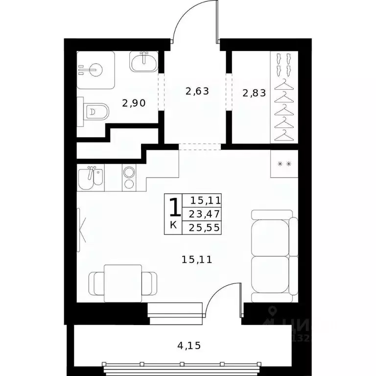 Студия Нижегородская область, Нижний Новгород Ленгородок мкр, Мед ... - Фото 1