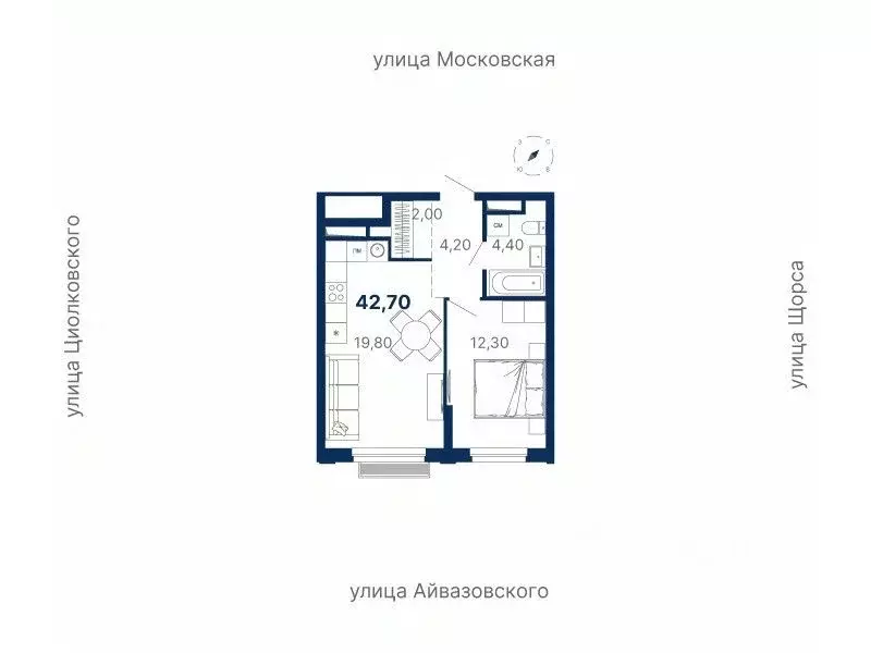1-к кв. Свердловская область, Екатеринбург ул. Московская, 249/2 (42.7 ... - Фото 0