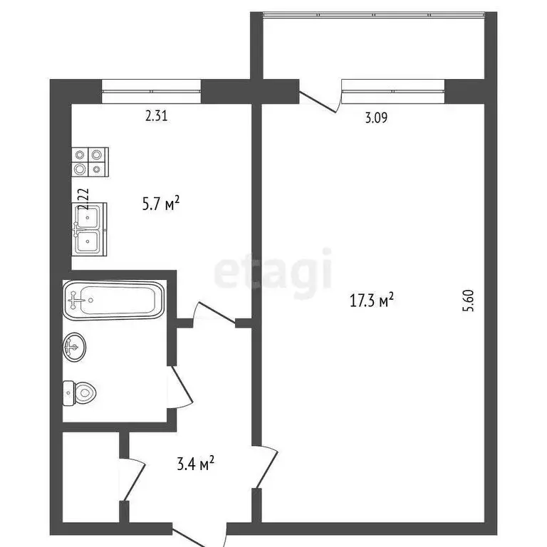1-комнатная квартира: Архангельск, улица Клепача, 7 (30.5 м) - Фото 0