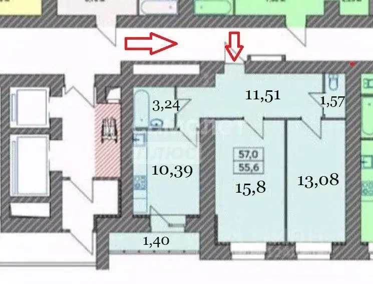 2-к кв. Тамбовская область, Тамбов Мичуринская ул., 234 (55.6 м) - Фото 1