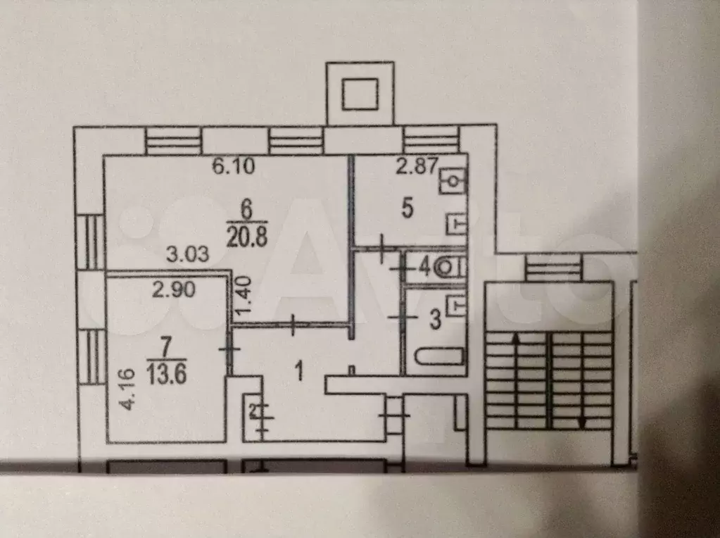 2-к. квартира, 60 м, 5/6 эт. - Фото 0