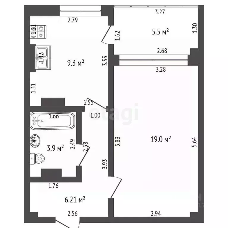 1-к кв. Севастополь ул. Репина, 1Б/1 (38.0 м) - Фото 2
