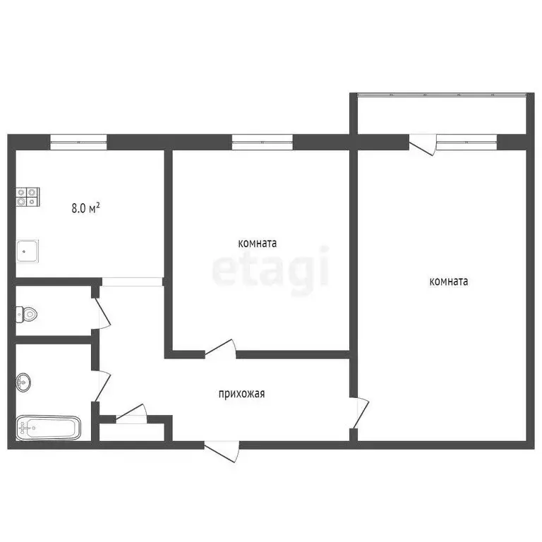 2-комнатная квартира: Муром, Владимирская улица, 30 (53.6 м) - Фото 0