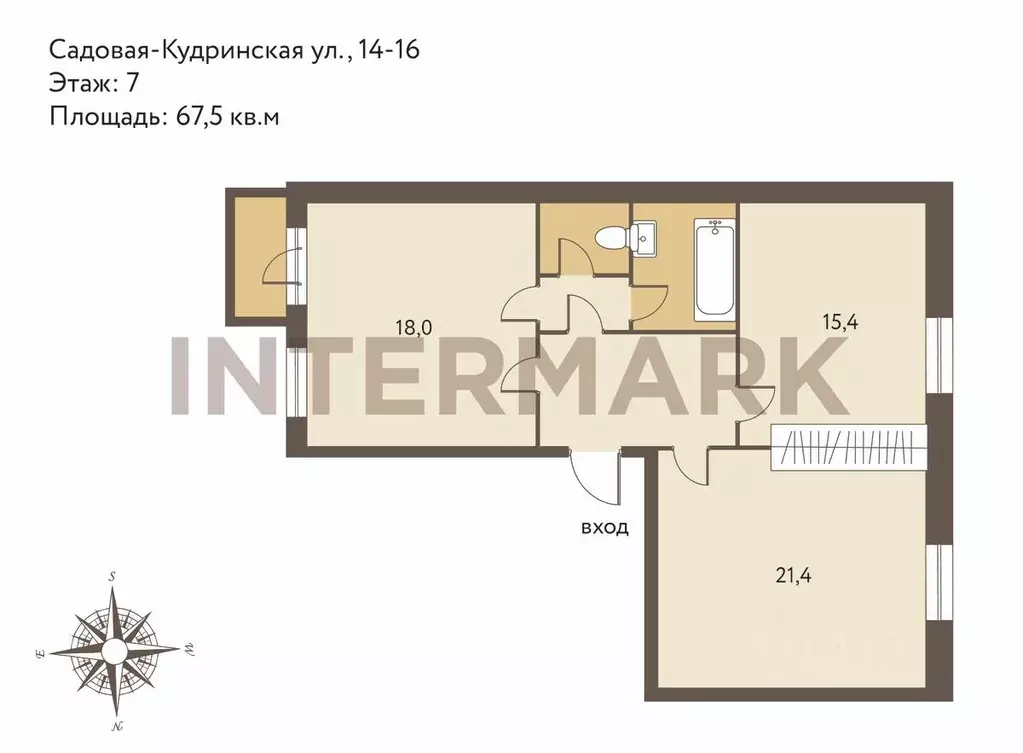 2-к кв. Москва Садовая-Кудринская ул., 14-16 (67.5 м) - Фото 1