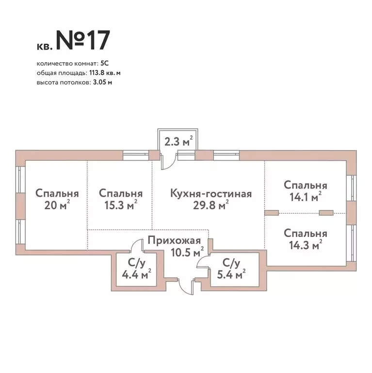 4-комнатная квартира: Новосибирск, жилой комплекс Флора и Фауна (113.8 ... - Фото 0