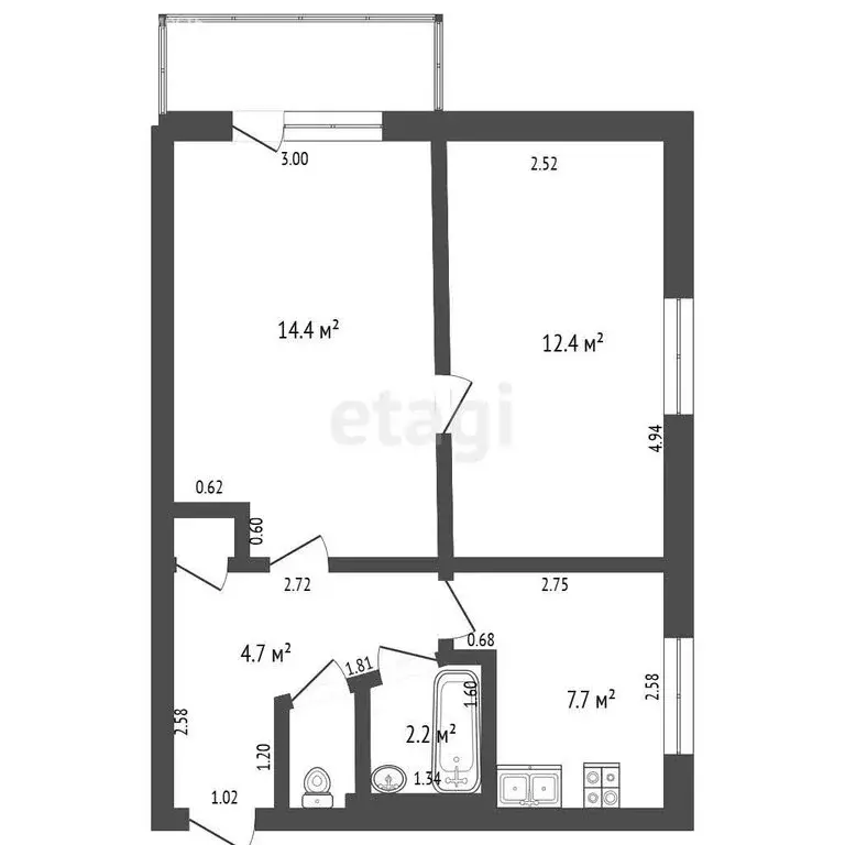 2-комнатная квартира: Миасс, Орловская улица, 22 (44 м) - Фото 1