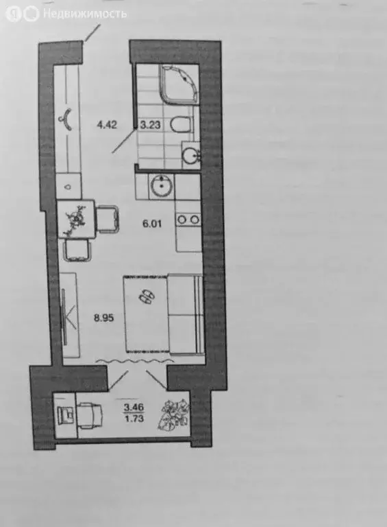 Квартира-студия: Пенза, улица Баталина, 27 (26 м) - Фото 1