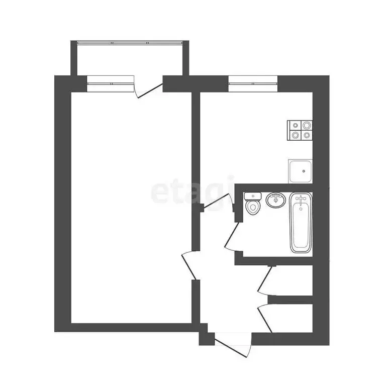 1-комнатная квартира: Тюмень, Таллинская улица, 2А (32.9 м) - Фото 1