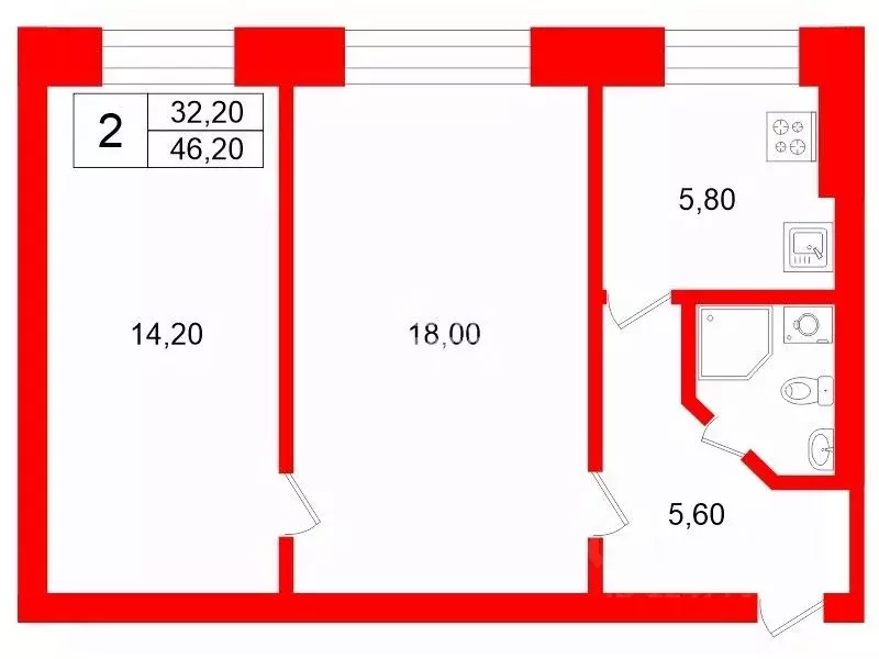 2-к кв. Санкт-Петербург, Санкт-Петербург, Ломоносов Профсоюзная ул., ... - Фото 2