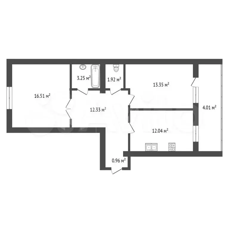 2-к. квартира, 60 м, 7/14 эт. - Фото 0
