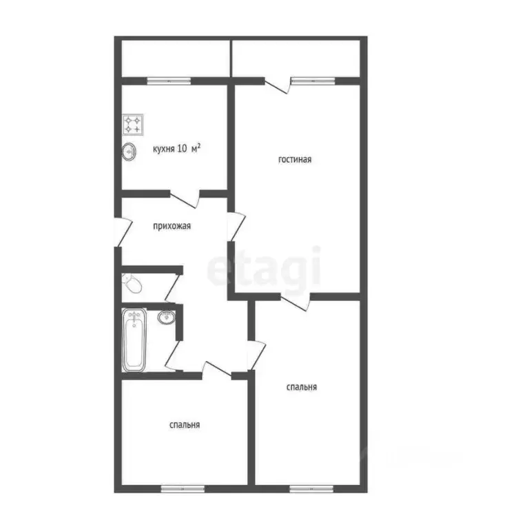 3-к кв. Калининградская область, Калининград Печатная ул., 35 (67.0 м) - Фото 2