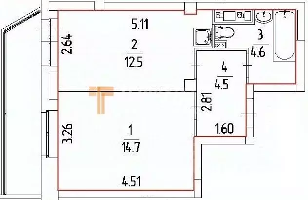 1-к кв. Пермский край, Пермь ул. Каляева, 15 (36.3 м) - Фото 1