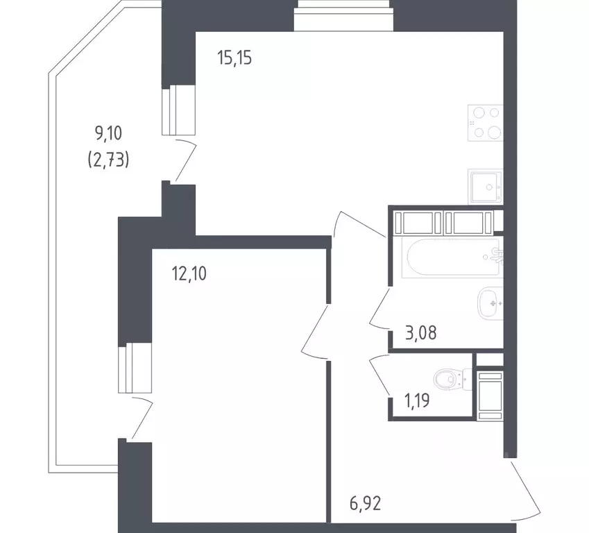 1-к кв. Санкт-Петербург Живи в Рыбацком жилой комплекс, 5 (41.17 м) - Фото 1