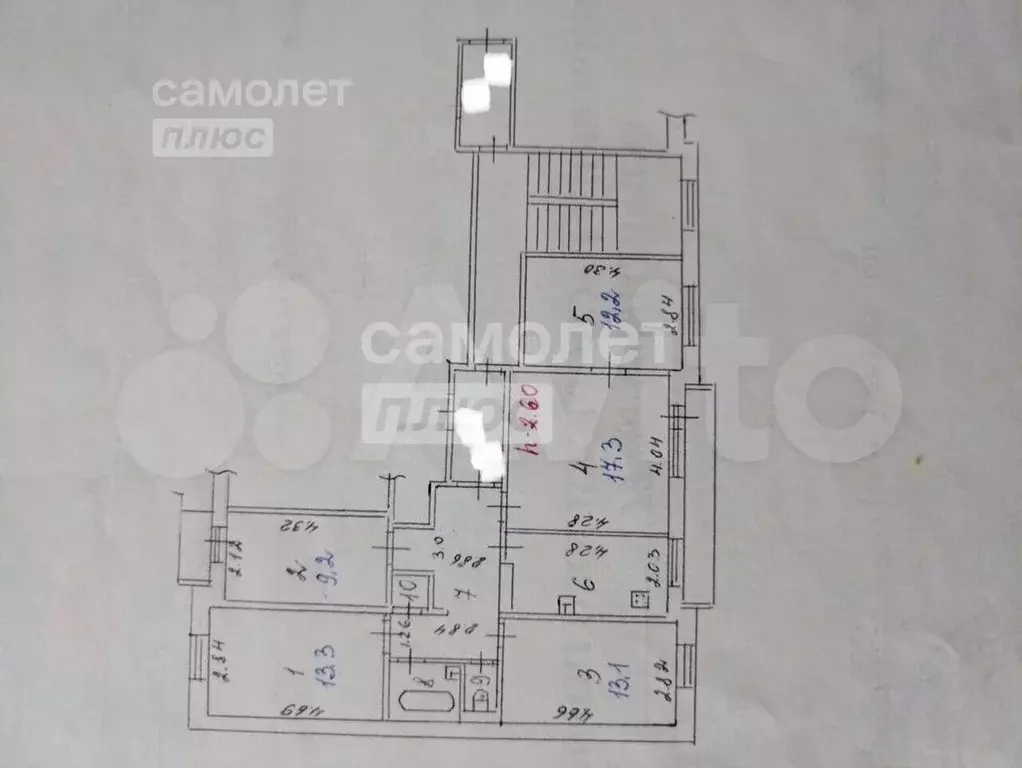 5-к. квартира, 87,9 м, 3/5 эт. - Фото 0