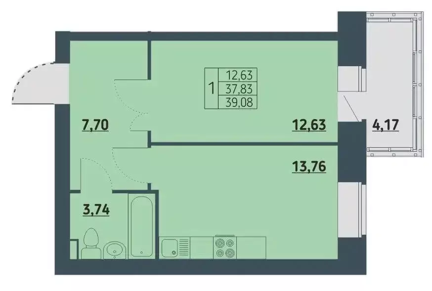 Продаётся 1-к квартира, 38.1 м - Фото 0