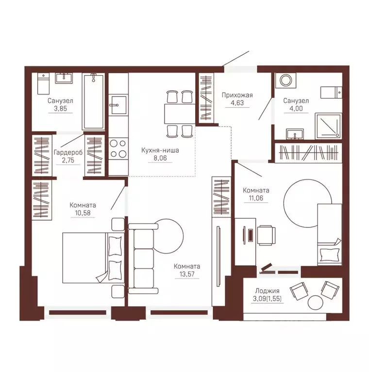 3-к кв. Пермский край, Пермь Данилиха мкр, Три Девятых жилой комплекс ... - Фото 1