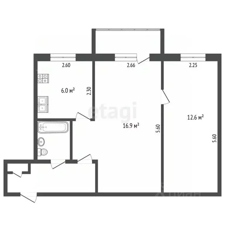 2-к кв. Камчатский край, Елизово ул. Беринга, 21А (43.0 м) - Фото 1