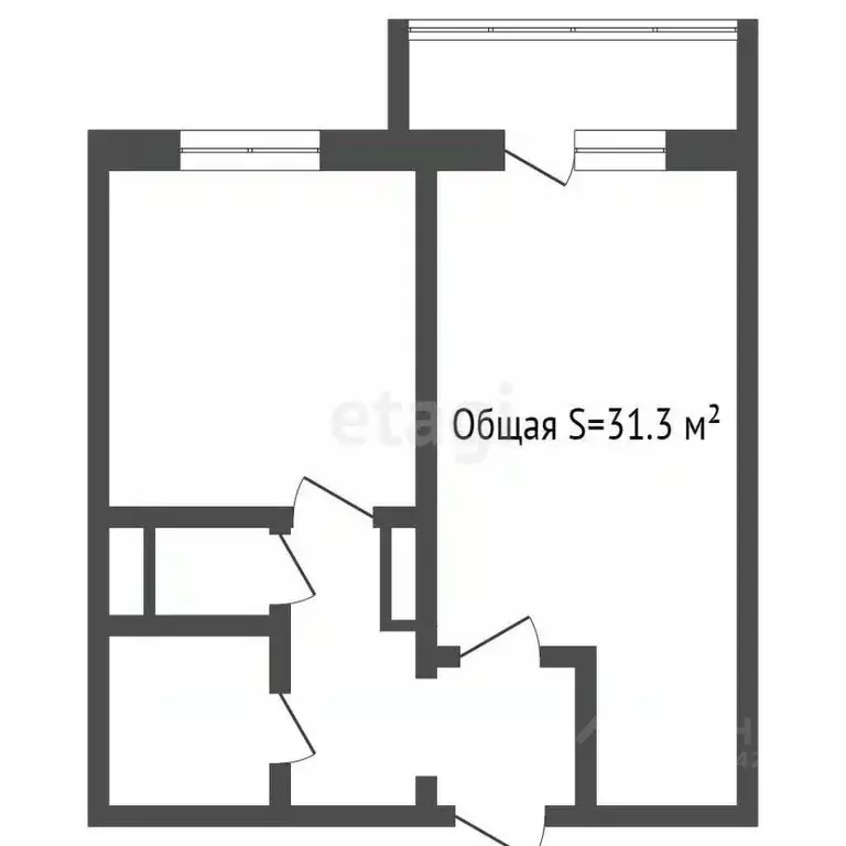 1-к кв. Кемеровская область, Кемерово Рекордный пер., 5 (31.3 м) - Фото 1