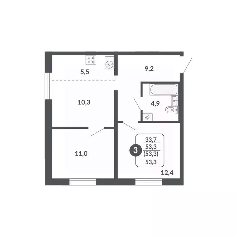 2-к кв. Кировская область, Киров Московская ул., 209 (53.3 м) - Фото 1