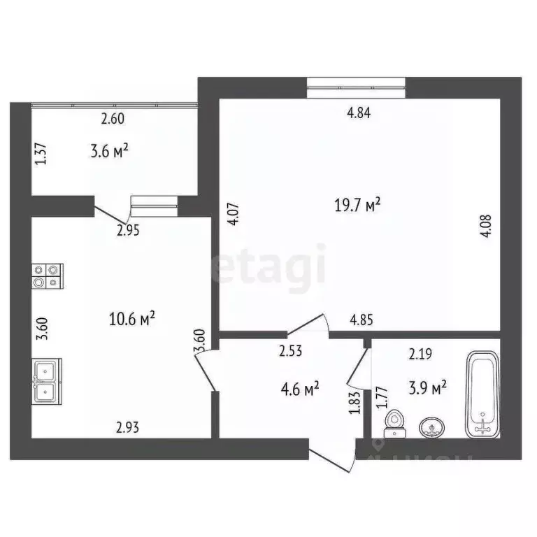 1-к кв. Башкортостан, Стерлитамак Волочаевская ул., 22Г (40.6 м) - Фото 2