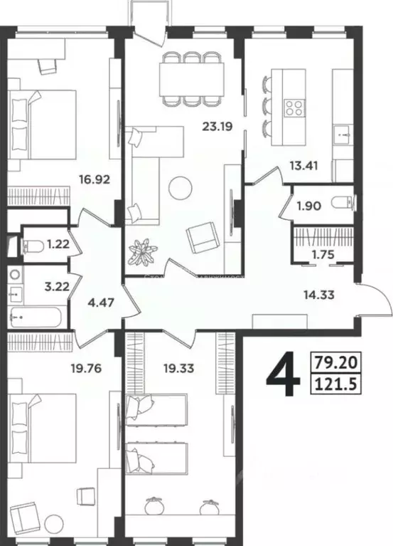 4-к кв. Москва ул. Княжнина, 2 (121.5 м) - Фото 1