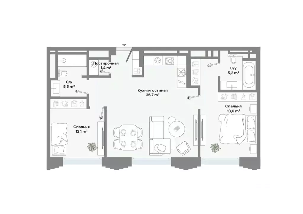 2-к кв. Москва Ленинский просп., 2 (78.9 м) - Фото 1