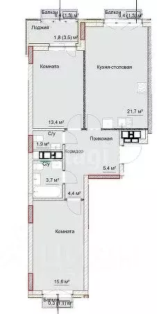 2-к кв. Удмуртия, Ижевск ул. Карла Либкнехта, 46 (65.8 м) - Фото 2
