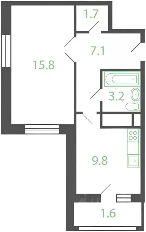 1-к кв. Московская область, Котельники Новые Котельники мкр, 14 (41.0 ... - Фото 1