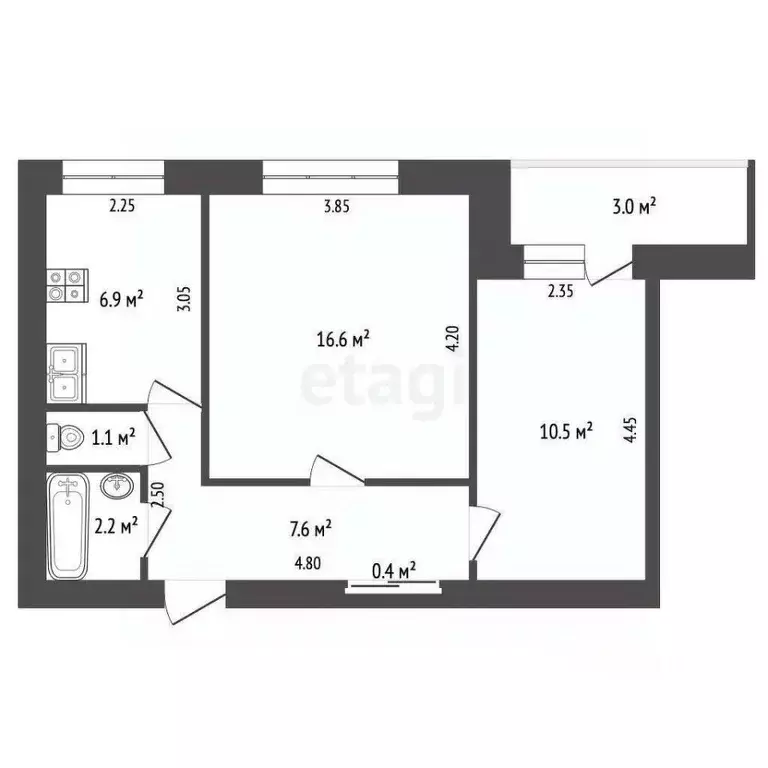 2-к кв. Ростовская область, Ростов-на-Дону Западный мкр, ул. Жмайлова, ... - Фото 2