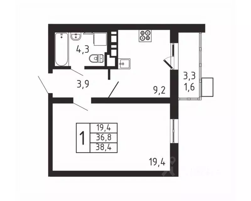 1-к кв. Московская область, Мытищи городской округ, д. Пирогово ... - Фото 1